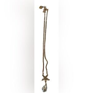 NWT Betsey Johnson Cruise Gold Tone Crystal Tennis Necklace Starfish Faux Pearl.